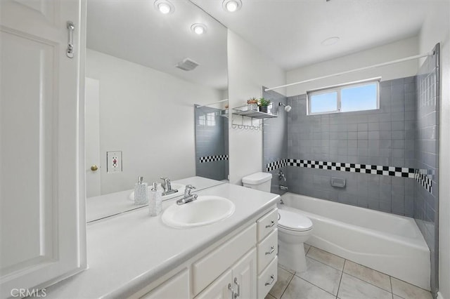 27129 Elias Ave, Saugus, CA 91350 - full bath featuring toilet, vanity, bathtub / shower combination, and tile patterned flooring