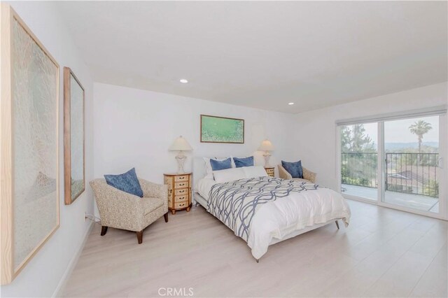 741 W Wedgewood Ln, La Habra, CA 90631 - bedroom with access to exterior, light wood finished floors, recessed lighting, and baseboards