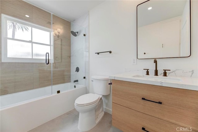 4000 Via Cardelina, Palos Verdes Estates, CA 90274 - bathroom with toilet, vanity, bath / shower combo with glass door, and tile patterned floors
