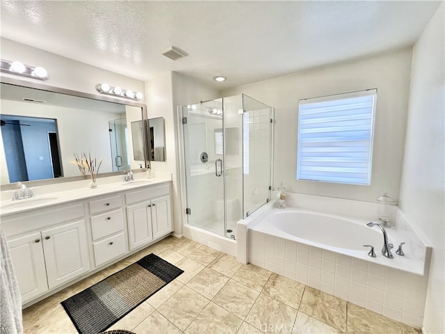 10382 Sparkling Dr Unit 2, Rancho Cucamonga, CA 91730 - bathroom with a bath, a shower stall, and double vanity