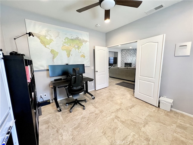 10382 Sparkling Dr Unit 2, Rancho Cucamonga, CA 91730 - office featuring ceiling fan and baseboards
