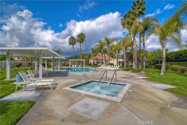 3311 Avocado Vista Ln, Fallbrook, CA 92028 - community pool with a hot tub, a pergola, and a patio