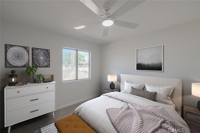 7727 Oakwood Ave, Hesperia, CA 92345 - carpeted bedroom featuring baseboards and ceiling fan