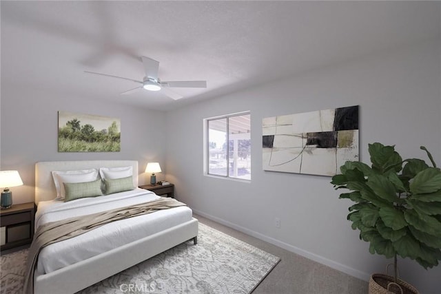7727 Oakwood Ave, Hesperia, CA 92345 - bedroom with carpet floors, baseboards, and a ceiling fan