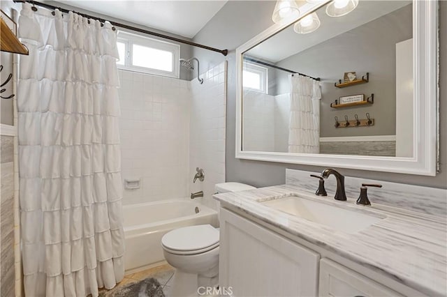 17882 Hallcroft Ln, Huntington Beach, CA 92647 - full bath with shower / bath combination with curtain, vanity, and tile patterned flooring