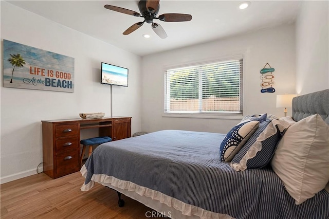 17882 Hallcroft Ln, Huntington Beach, CA 92647 - bedroom with wood finished floors, recessed lighting, and ceiling fan
