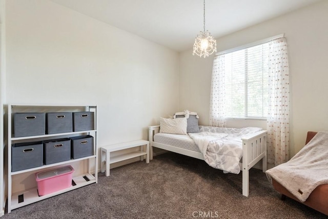 29463 Bouris Dr, Menifee, CA 92584 - bedroom featuring carpet floors and a chandelier