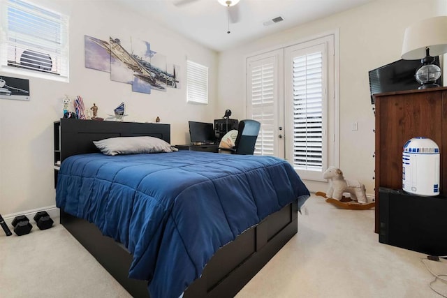 1327 Silver Hawk Way, Chula Vista, CA 91915 - bedroom featuring carpet floors, access to exterior, an office area, and a ceiling fan