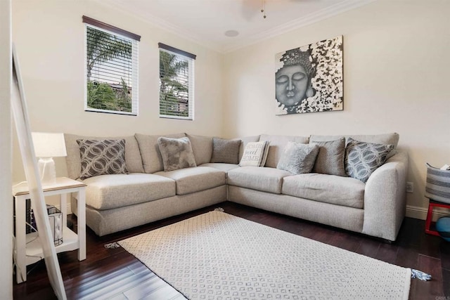 1327 Silver Hawk Way, Chula Vista, CA 91915 - living room featuring dark wood finished floors and ornamental molding