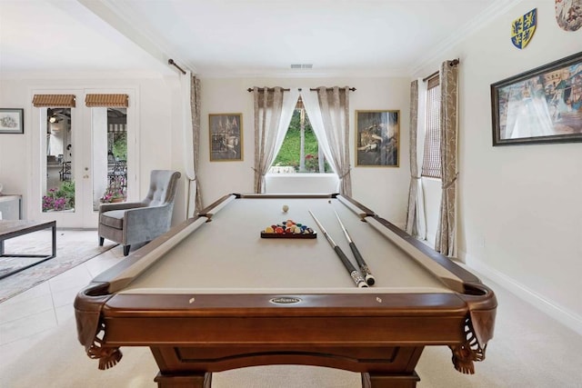 1327 Silver Hawk Way, Chula Vista, CA 91915 - playroom featuring pool table, ornamental molding, and carpet floors