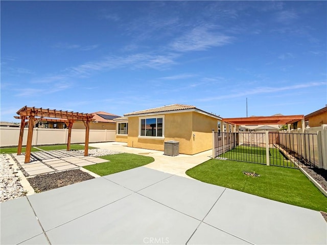 27117 Great Plains Ct, Menifee, CA 92585 - back of house with stucco siding, a pergola, a patio, and a tiled roof