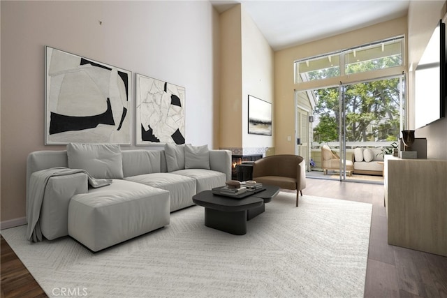 3690 S Bear St Unit 5, Santa Ana, CA 92704 - living area with a towering ceiling and wood finished floors