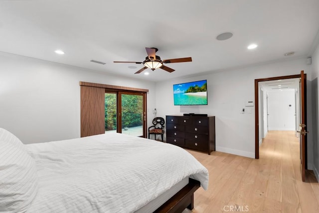 1180 Calle Pecos, Thousand Oaks, CA 91360 - bedroom featuring light wood-style flooring, recessed lighting, baseboards, and ceiling fan