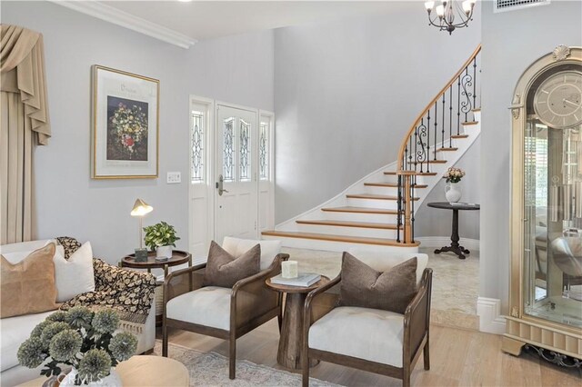 21035 Timber Ridge Rd, Yorba Linda, CA 92886 - entrance foyer featuring stairway, a chandelier, and wood finished floors