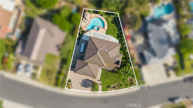 21035 Timber Ridge Rd, Yorba Linda, CA 92886 - aerial view of property and surrounding area featuring property parcel outlined