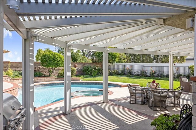 21035 Timber Ridge Rd, Yorba Linda, CA 92886 - view of pool with a fenced backyard, grilling area, and a pergola