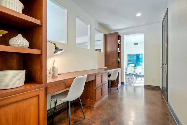 3518 Camino Cereza, Carlsbad, CA 92009 - office with built in study area, finished concrete floors, and recessed lighting