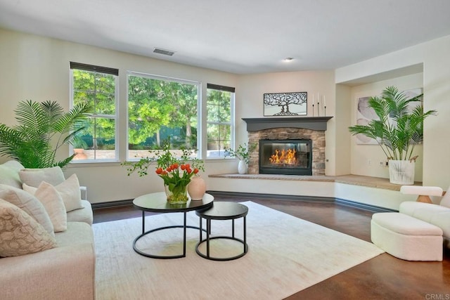 3518 Camino Cereza, Carlsbad, CA 92009 - living room with healthy amount of natural light and a stone fireplace