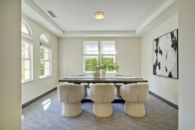 3518 Camino Cereza, Carlsbad, CA 92009 - carpeted dining room featuring a raised ceiling