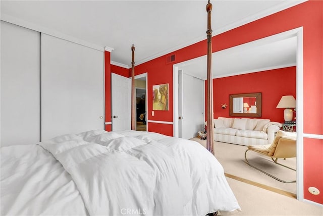 6232 E Shenandoah Ave, Orange, CA 92867 - carpeted bedroom featuring ornamental molding and a closet