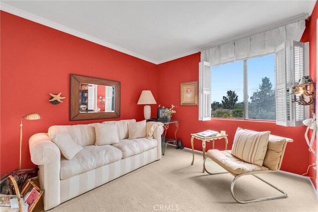 6232 E Shenandoah Ave, Orange, CA 92867 - living area featuring carpet and ornamental molding