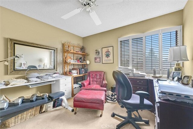 6232 E Shenandoah Ave, Orange, CA 92867 - office featuring carpet flooring, a ceiling fan, and a textured ceiling