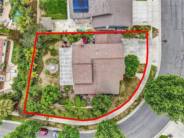 6232 E Shenandoah Ave, Orange, CA 92867 - aerial overview of property's location with property parcel outlined