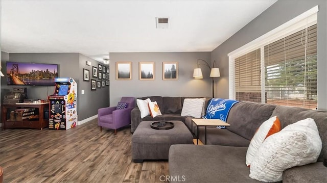 21248 Rancherias Rd, Apple Valley, CA 92307 - living room with wood finished floors and baseboards