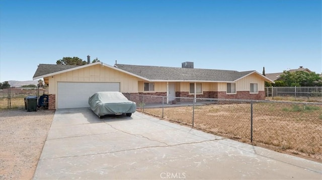 21248 Rancherias Rd, Apple Valley, CA 92307 - single story home with brick siding, an attached garage, and concrete driveway