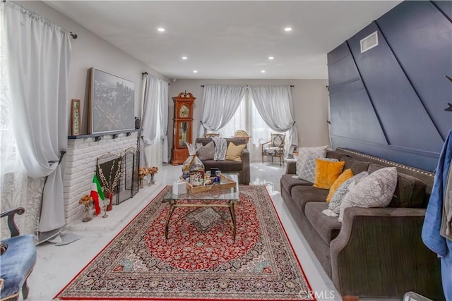 2546 Northmoor Dr, Corona, CA 92882 - living area featuring recessed lighting and a fireplace
