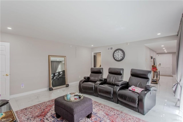 2546 Northmoor Dr, Corona, CA 92882 - home theater featuring light marble finish flooring, recessed lighting, and baseboards