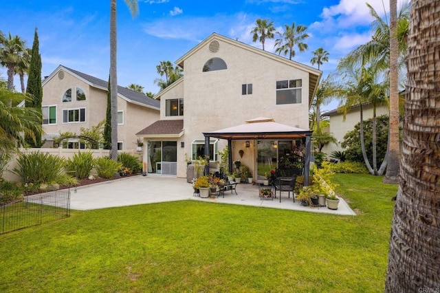 6839 Caminito Sueno, Carlsbad, CA 92009 - back of property with a gazebo, stucco siding, and a patio