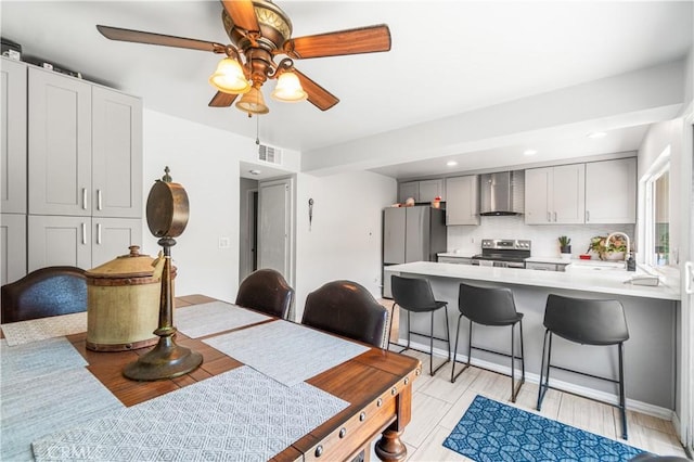 5950 Imperial Hwy Unit 48, South Gate, CA 90280 - dining space with ceiling fan and recessed lighting