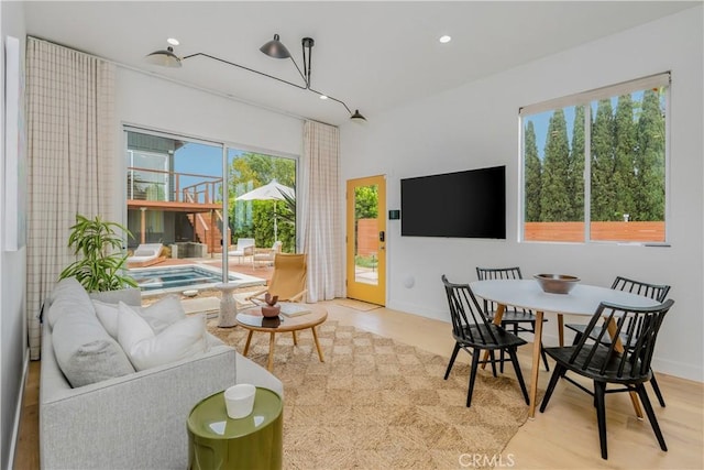 2240 Ewing St, Los Angeles, CA 90039 - dining space with recessed lighting and wood finished floors