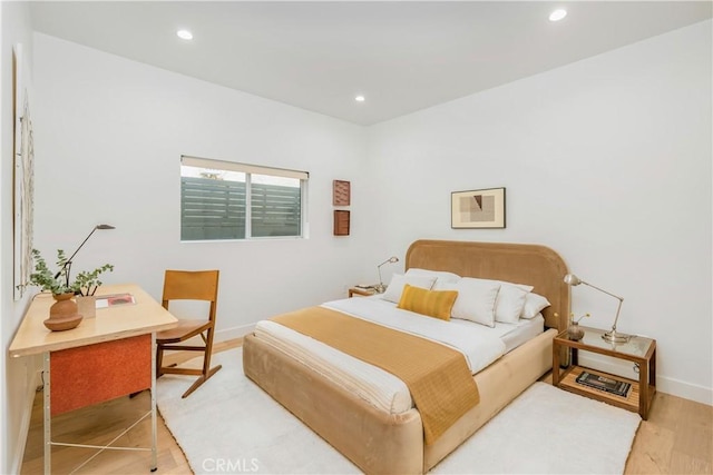 2240 Ewing St, Los Angeles, CA 90039 - bedroom with recessed lighting, light wood-type flooring, and a desk