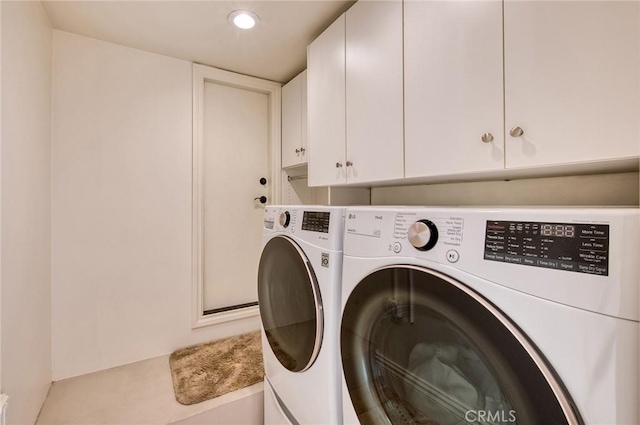 1155 Katella St, Laguna Beach, CA 92651 - washroom featuring cabinet space, separate washer and dryer, and recessed lighting