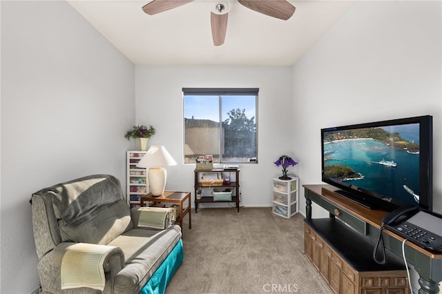 12909 Ternberry Ct, Tustin, CA 92782 - sitting room featuring light colored carpet and ceiling fan