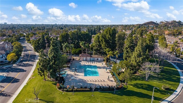12909 Ternberry Ct, Tustin, CA 92782 - aerial view of residential area with a pool area