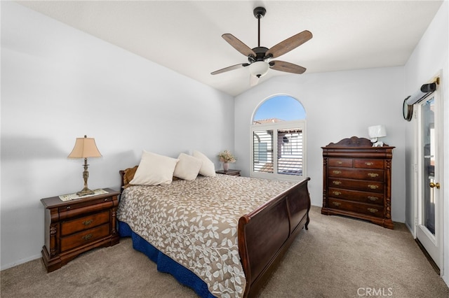 12909 Ternberry Ct, Tustin, CA 92782 - carpeted bedroom with lofted ceiling and a ceiling fan