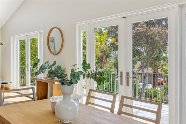1770 Alrita St, San Luis Obispo, CA 93401 - doorway featuring french doors and lofted ceiling