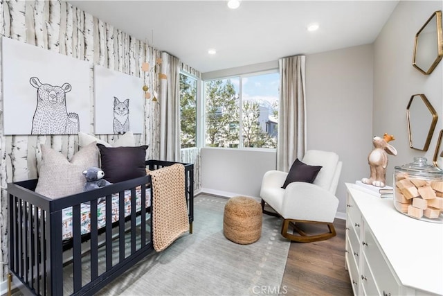 980 N Tangent Privado Unit 201, Ontario, CA 91764 - bedroom with baseboards, wood finished floors, and recessed lighting