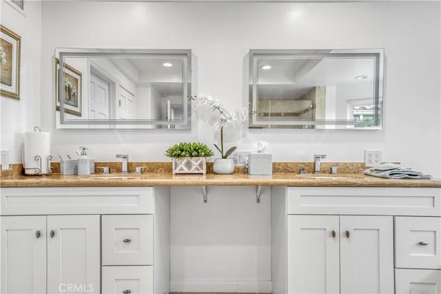 18238 Hastings Way, Porter Ranch, CA 91326 - bathroom with double vanity and tiled shower