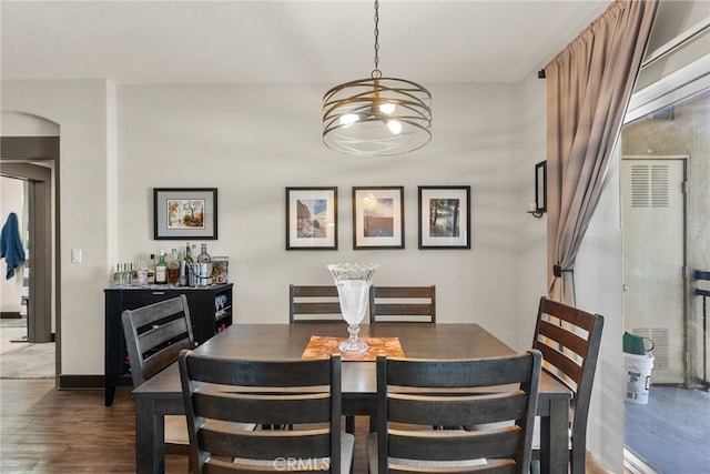 24585 Town Center Dr Unit 4308, Valencia, CA 91355 - dining area featuring dark wood finished floors and a chandelier