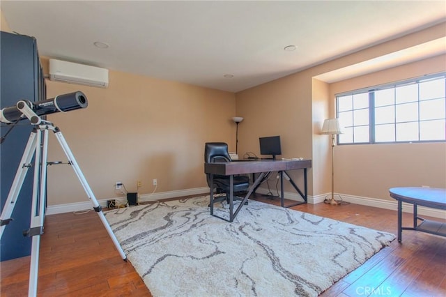 824 Leyland Dr, Diamond Bar, CA 91765 - office featuring a wall mounted AC and hardwood / wood-style flooring