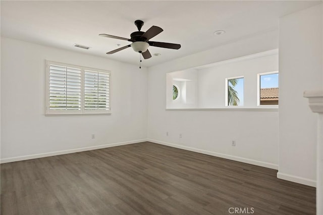 1665 Valley Falls Ave, Redlands, CA 92374 - unfurnished room with dark wood-style flooring, baseboards, and a ceiling fan