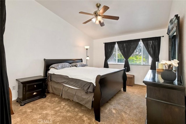 143 Brisas St, Oceanside, CA 92058 - bedroom featuring lofted ceiling, light colored carpet, a ceiling fan, and baseboards