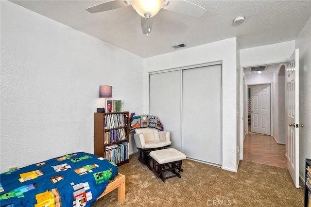 143 Brisas St, Oceanside, CA 92058 - bedroom with carpet flooring, a closet, and ceiling fan