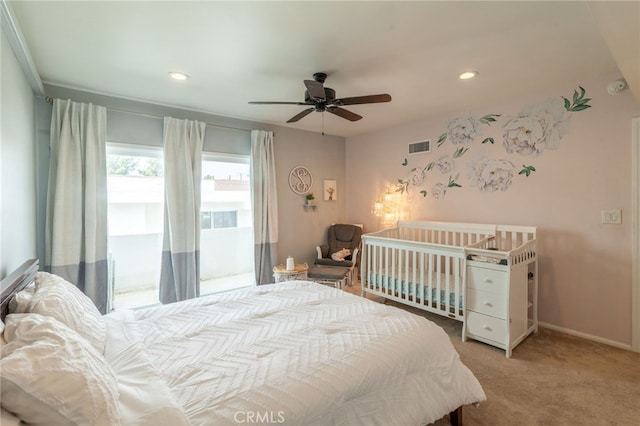 4357 W Sarah St Unit 26, Burbank, CA 91505 - carpeted bedroom with recessed lighting, baseboards, and ceiling fan
