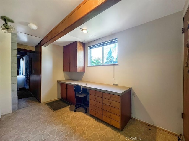 113 Fremont Rd, Lake Arrowhead, CA 92352 - unfurnished office with built in study area and light stone finish floors