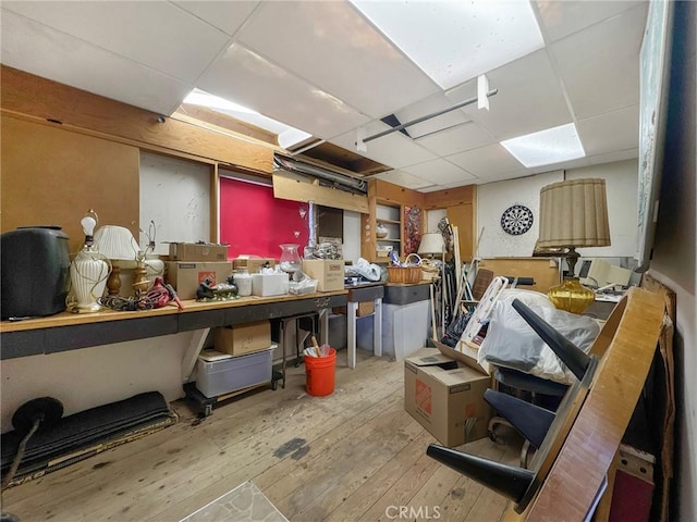 113 Fremont Rd, Lake Arrowhead, CA 92352 - misc room featuring a drop ceiling and wood-type flooring